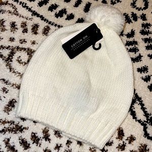 COTTON ON Everyday Pom Pom Beanie Accessory White w/ Tags